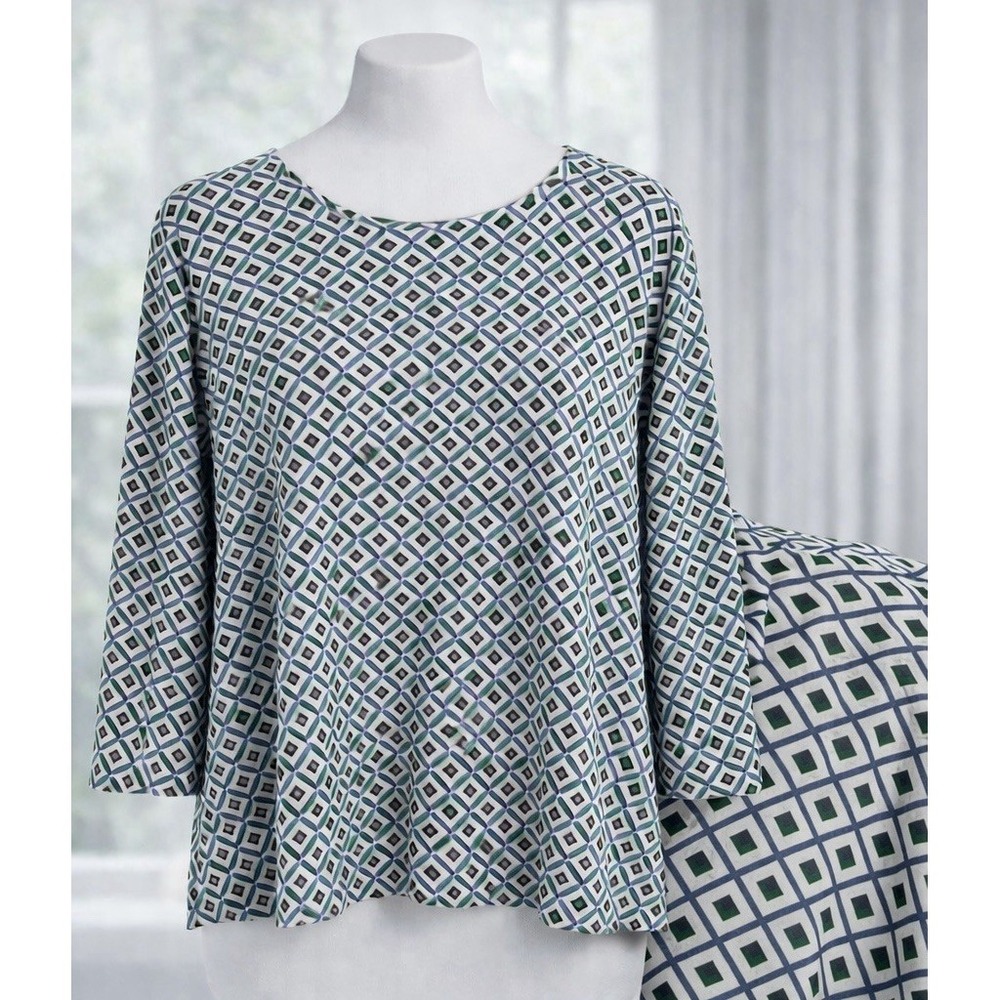 Croft & Barrow Classic Tee Top 100% Cotton Vibrant Print Long Sleeve Size 3x